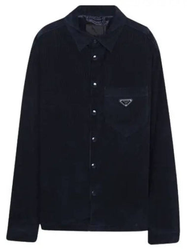 Triangular logo corduroy shirt men s long sleeve - PRADA - BALAAN 1