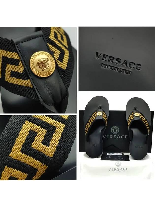 Men's Greca Flip Flops Black Gold - VERSACE - BALAAN 5