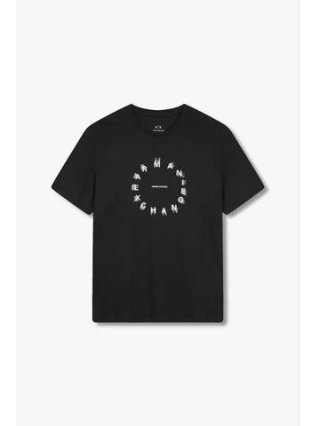 Men s Circle Logo Crewneck T Shirt Black - ARMANI EXCHANGE - BALAAN 1