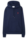 Heart Small Logo Hoodie Navy - AMI - BALAAN 2