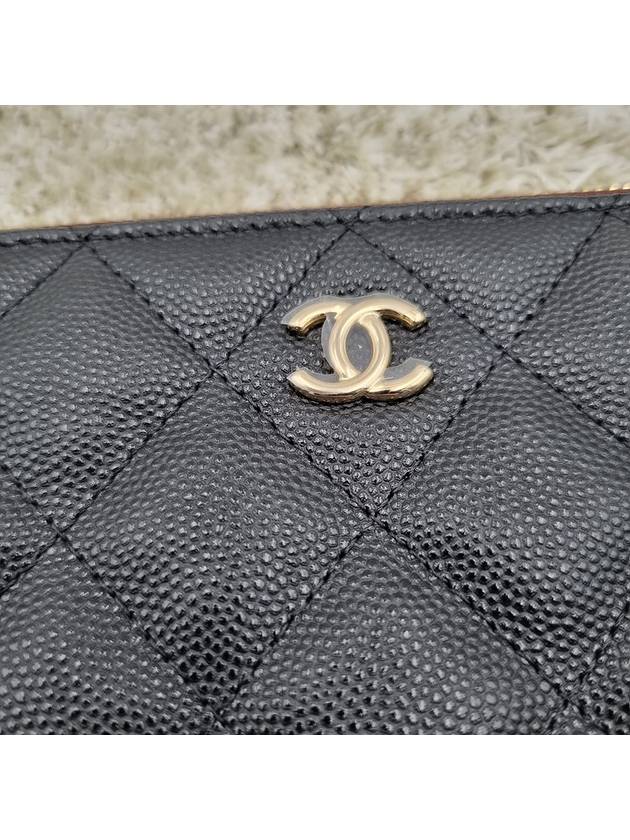 Large Classic Pouch Grained Calfskin Gold Black - CHANEL - BALAAN 5