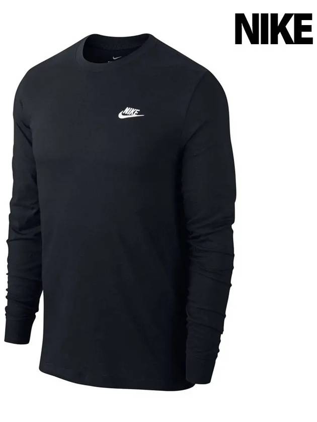 Men's NSW Club Long Sleeve T-Shirt Black - NIKE - BALAAN 2