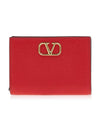 V Logo Signature Card Wallet Red - VALENTINO - BALAAN 1