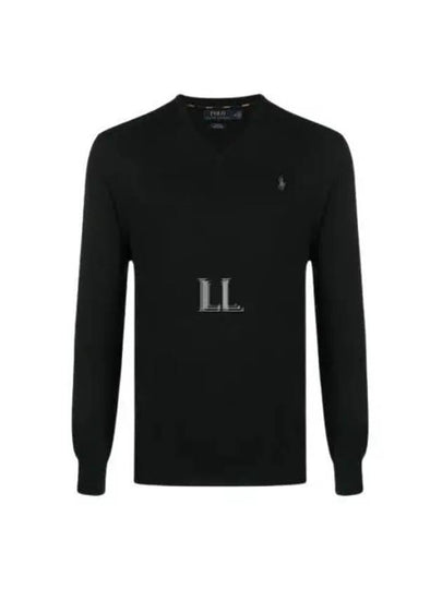 Embroidery Logo V Neck Knit Top Black - POLO RALPH LAUREN - BALAAN 2