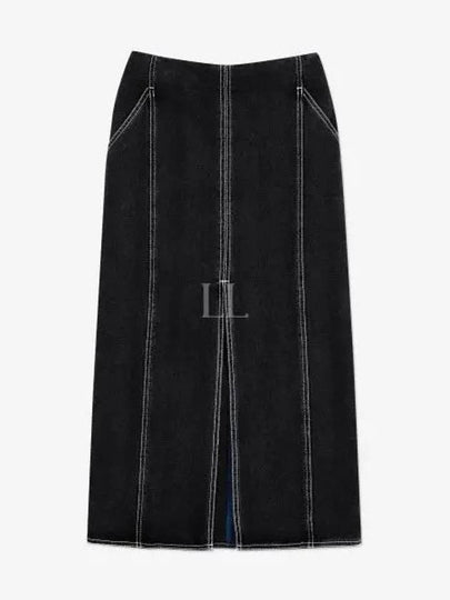 Split Long H-Line Skirt Washed Black Denim - SUNNEI - BALAAN 2