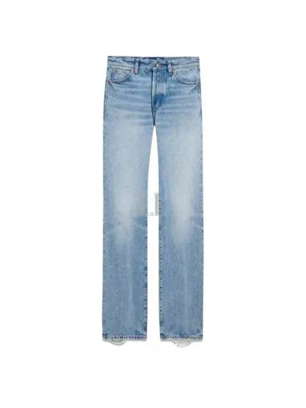 Low Rise Denim Straight Jeans Blue - SAINT LAURENT - BALAAN 2