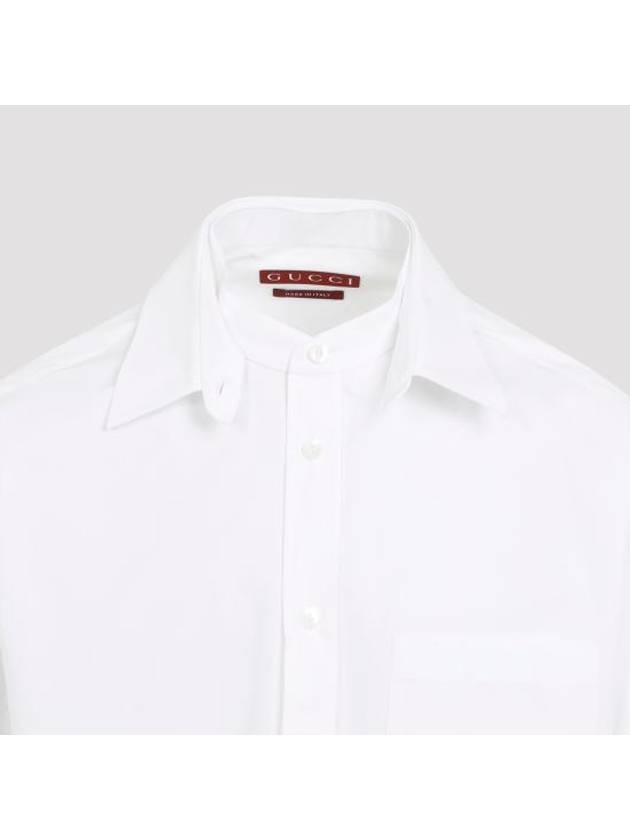 Embossed Cotton Poplin Long Sleeve Shirt White - GUCCI - BALAAN 6