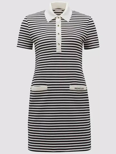 Striped Polo Short Dress Black - MONCLER - BALAAN 2