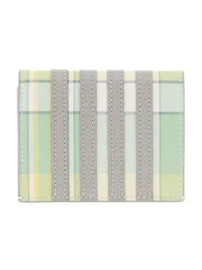 4 Bar Applique Stripe Double Card Holder Pastel Green - THOM BROWNE - BALAAN 2