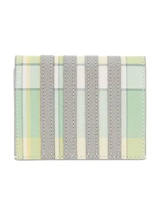 4 Bar Applique Stripe Double Card Holder Pastel Green - THOM BROWNE - BALAAN 2