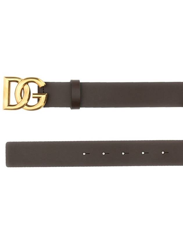 Men's DG Buckle Leather Belt Brown - DOLCE&GABBANA - BALAAN 5