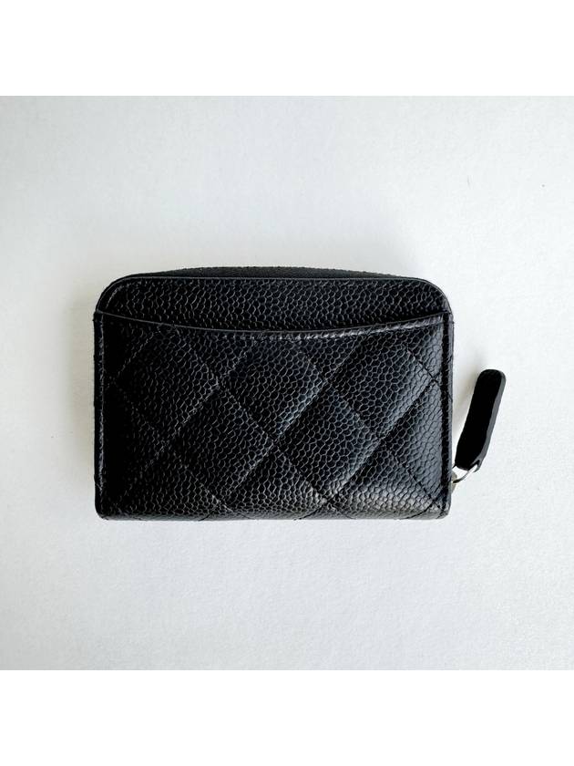 Classic Zipped Coin Purse Grained Calfskin Silver Black - CHANEL - BALAAN 5