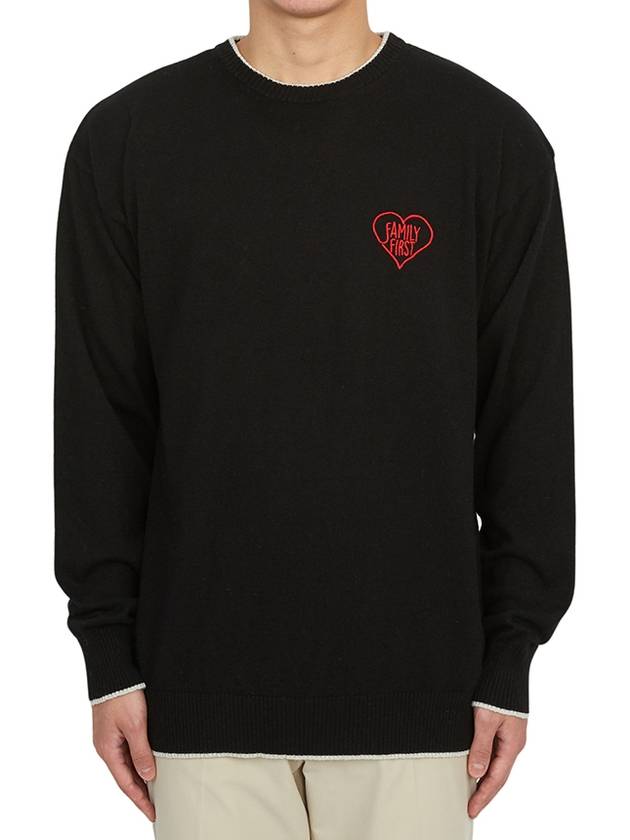 Embroidered Logo Knit Top Black - FAMILY FIRST - BALAAN 1