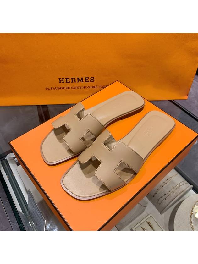 Women s Oran Sandals Calfskin Beige - HERMES - BALAAN 1