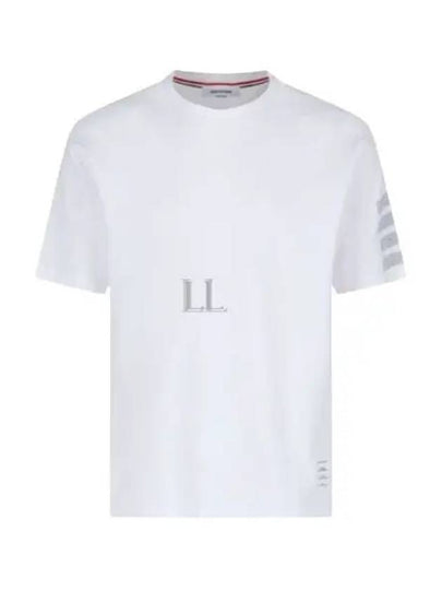 4-Bar Striped Cotton Short Sleeve T-Shirt White - THOM BROWNE - BALAAN 2