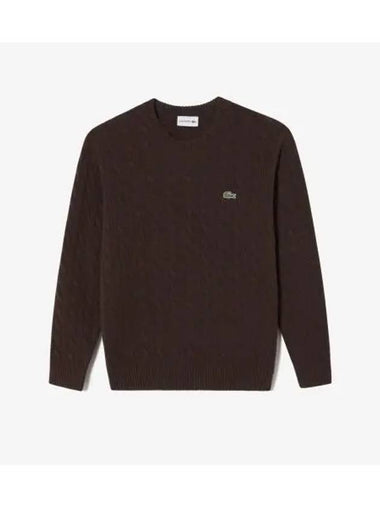 men cable pullover brown - LACOSTE - BALAAN 1