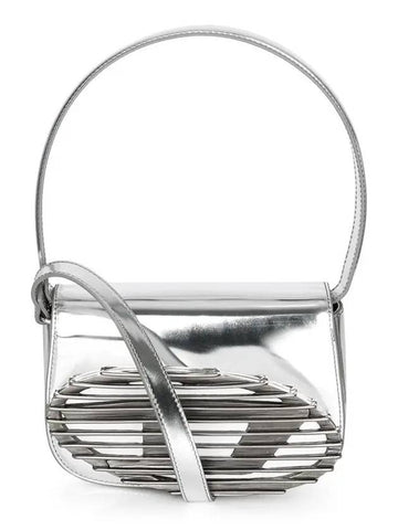 Women 1DR Metallic Leather Shoulder Bag Silver - DIESEL - BALAAN 1