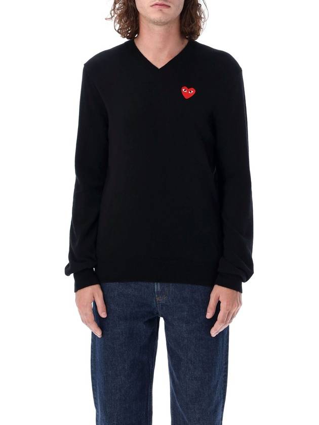 Red heart patch V-neck - COMME DES GARCONS PLAY - BALAAN 4