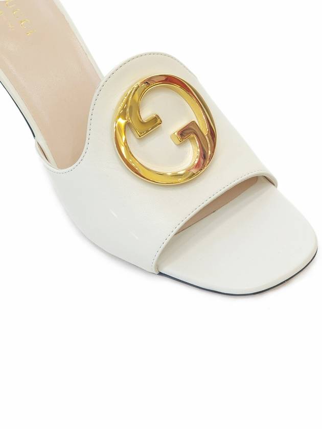 Women's Blondie Leather Heel Slippers Ivory - GUCCI - BALAAN 7