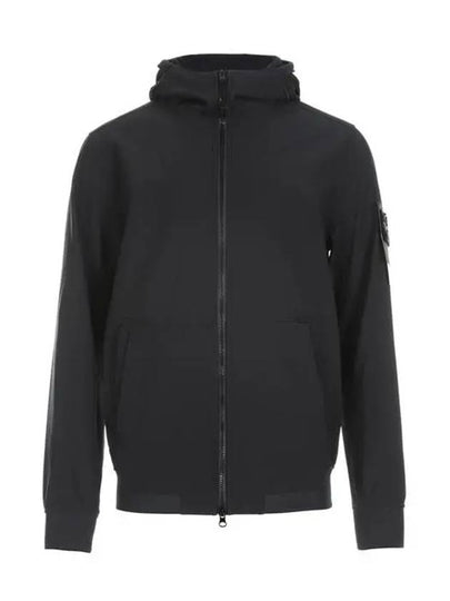 Men's Wappen Patch Softshell Zip Up Hoodie Black - STONE ISLAND - BALAAN 2