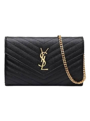 Monogram Matelasse Chain Shoulder Bag Black - SAINT LAURENT - BALAAN 1