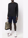 Men's Waffen Patch Cotton Fleece Bermuda Shorts Navy - STONE ISLAND - BALAAN 4