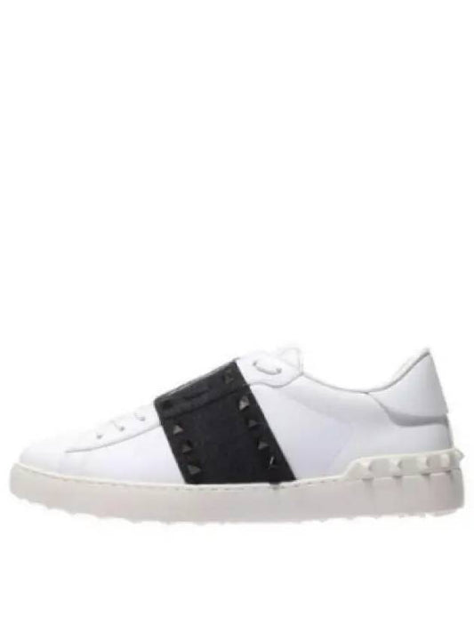 studded leather open low-top sneakers white - VALENTINO - BALAAN.