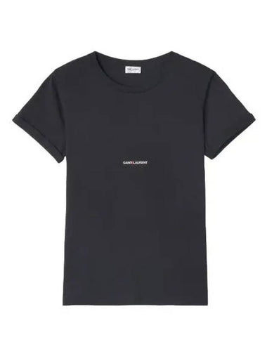 Rive Gauche Short Sleeve T Shirt Black - SAINT LAURENT - BALAAN 1