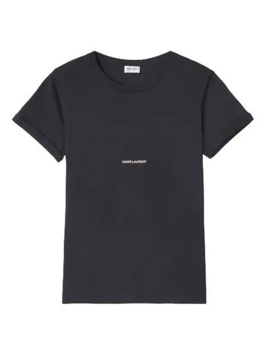 Rive Gauche Short Sleeve T Shirt Black Tee - SAINT LAURENT - BALAAN 1