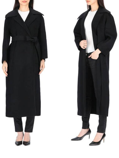 Giulietta Waist Belted Wool Single Coat Black - MAX MARA - BALAAN 1