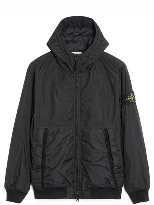 Men's Garment Dyed Crinkle Reps Recycled Nylon Primaloft TC Hooded Jacket Black - STONE ISLAND - BALAAN 2