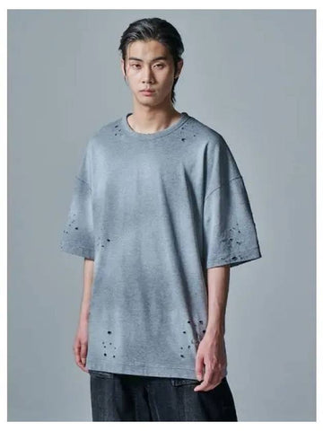 Damaged vintage stitch spray dyeing short sleeve gray domestic product GM0024072407803 - JUUN.J - BALAAN 1