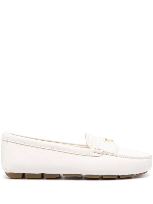 Leather Driving Shoes Ivory - PRADA - BALAAN 1