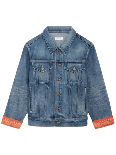 Union Washing Bandana Trucker Denim Jacket Blue - CELINE - BALAAN 2