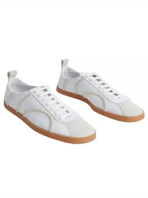 Women's Monogram Embossed Leather Low-Top Sneakers White - TOTEME - BALAAN 2