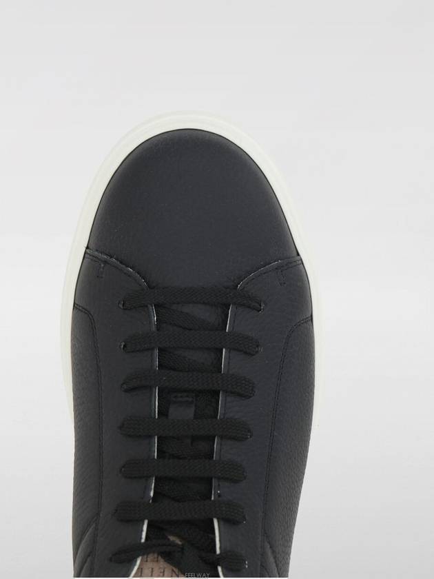 Logo Leather Low Top Sneakers Black - BRUNELLO CUCINELLI - BALAAN 4