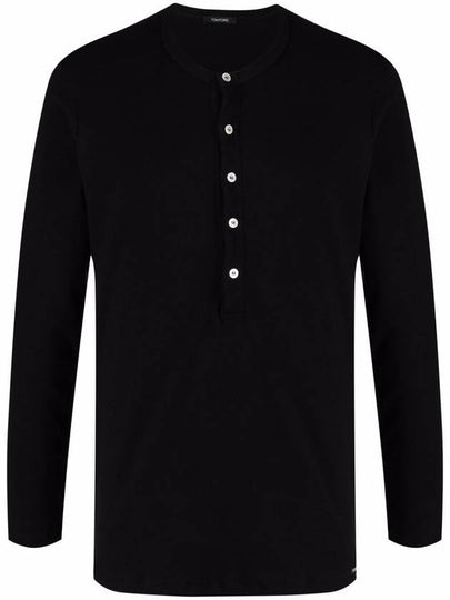 Henry Neck Long Sleeve T-Shirt Black - TOM FORD - BALAAN 2