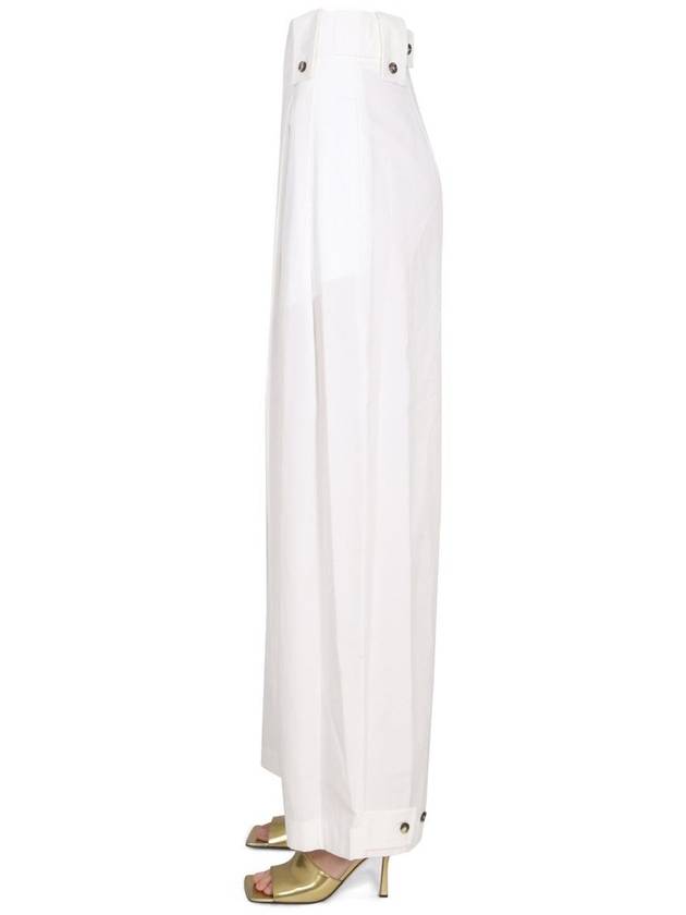 Women's High Waist Pintuck Wide Pants White - BOTTEGA VENETA - BALAAN 4