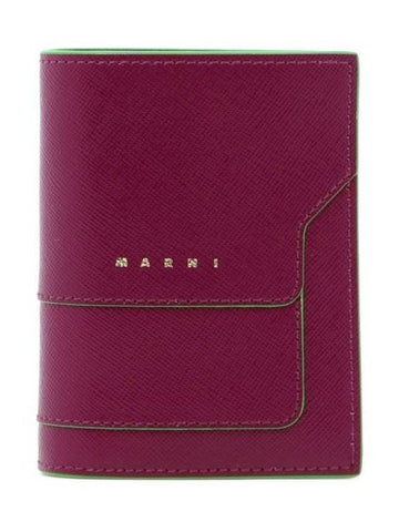 Saffiano Logo Half Wallet Purple - MARNI - BALAAN 1