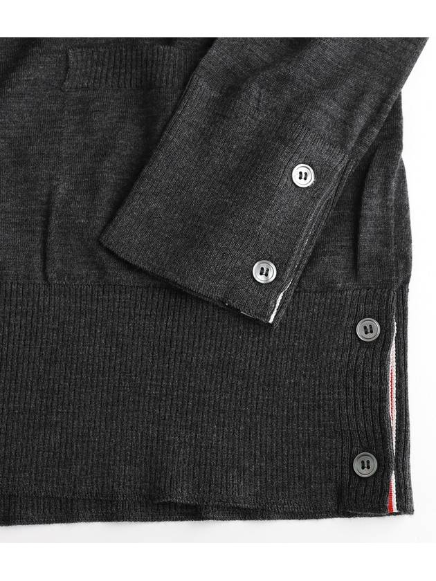 Men's Sustainable Classic Diagonal Wool Cardigan Dark Grey - THOM BROWNE - BALAAN 11