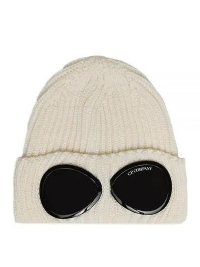 Signature Goggles Wool Beanie White - CP COMPANY - BALAAN 2