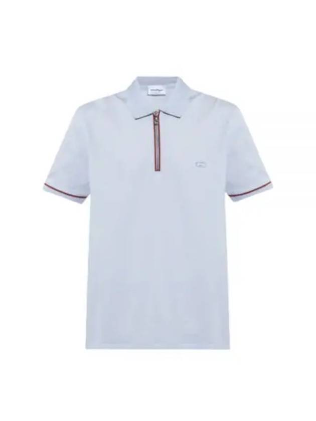 Men's Short Sleeve Cotton Polo Shirt Blue - SALVATORE FERRAGAMO - BALAAN 2