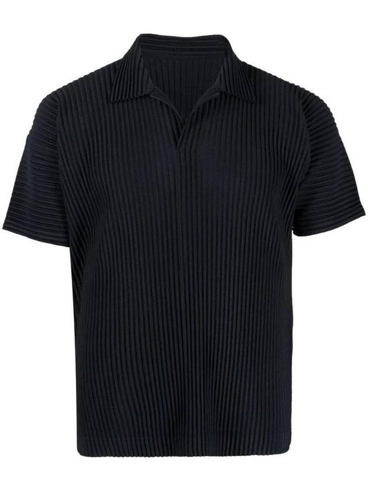 Homme Plissé Issey Miyake Plissé Effect Open Collar Polo Shirt HP47JM430 - ISSEY MIYAKE - BALAAN 1