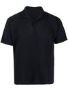 Pleated Polo Shirt Navy - ISSEY MIYAKE - BALAAN 1