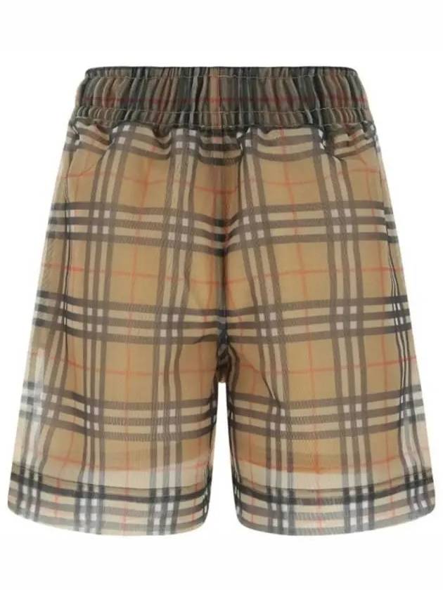 Women's Semi-Sheer Check Banding Shorts Brown - BURBERRY - BALAAN.