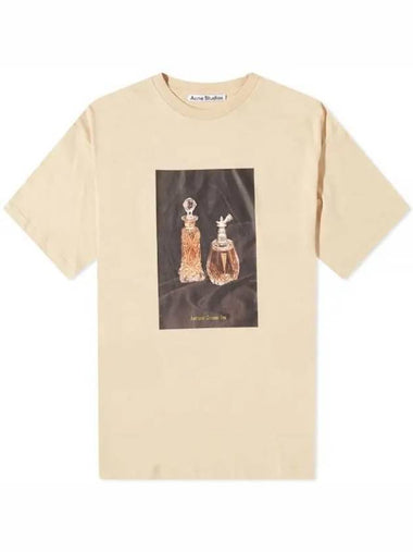 Perfume Print Oversized Fit Short Sleeve T-Shirt Beige - ACNE STUDIOS - BALAAN 1