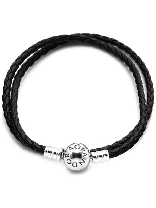 Moments Double Leather Bracelet Black - PANDORA - BALAAN 6