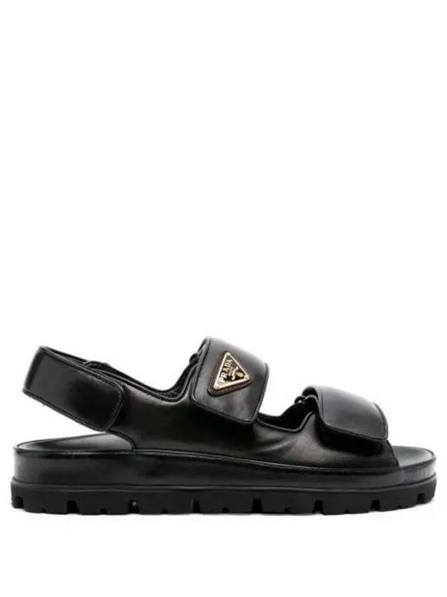 Flat Nappa Leather Sandals Black - PRADA - BALAAN 2