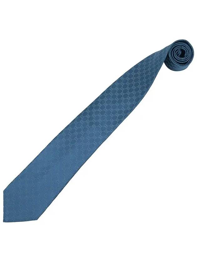 GG Pattern Silk Tie Blue - GUCCI - BALAAN 5