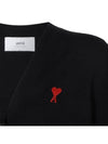 Heart Logo Wool Cardigan Black - AMI - BALAAN 4